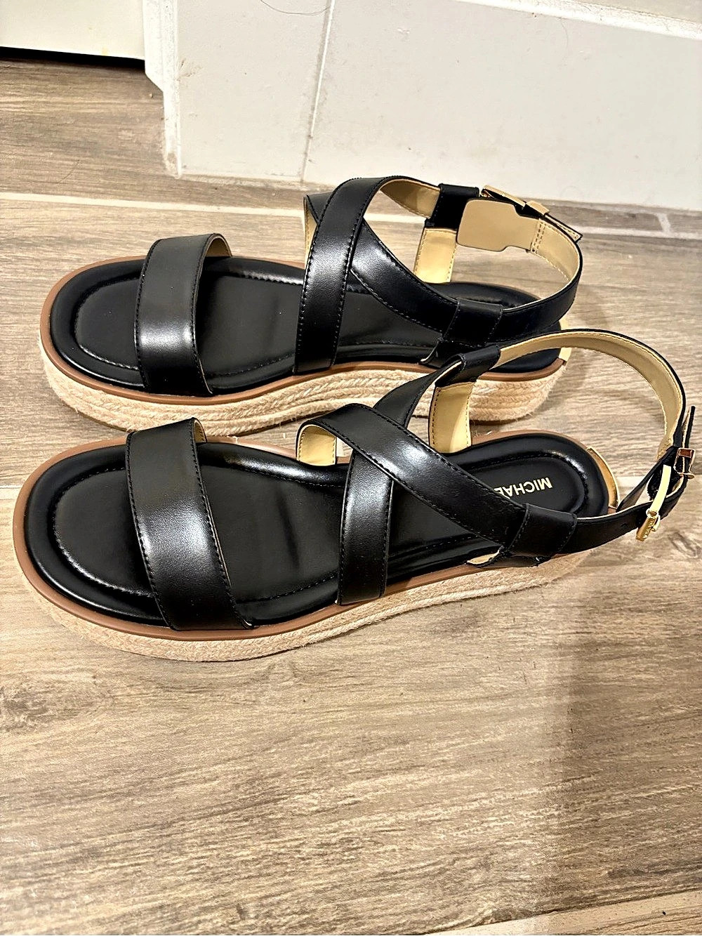 Michael Kors Lynn Espadrille Sandal Leather Espadrille Wedge Sandals US 10M Like
